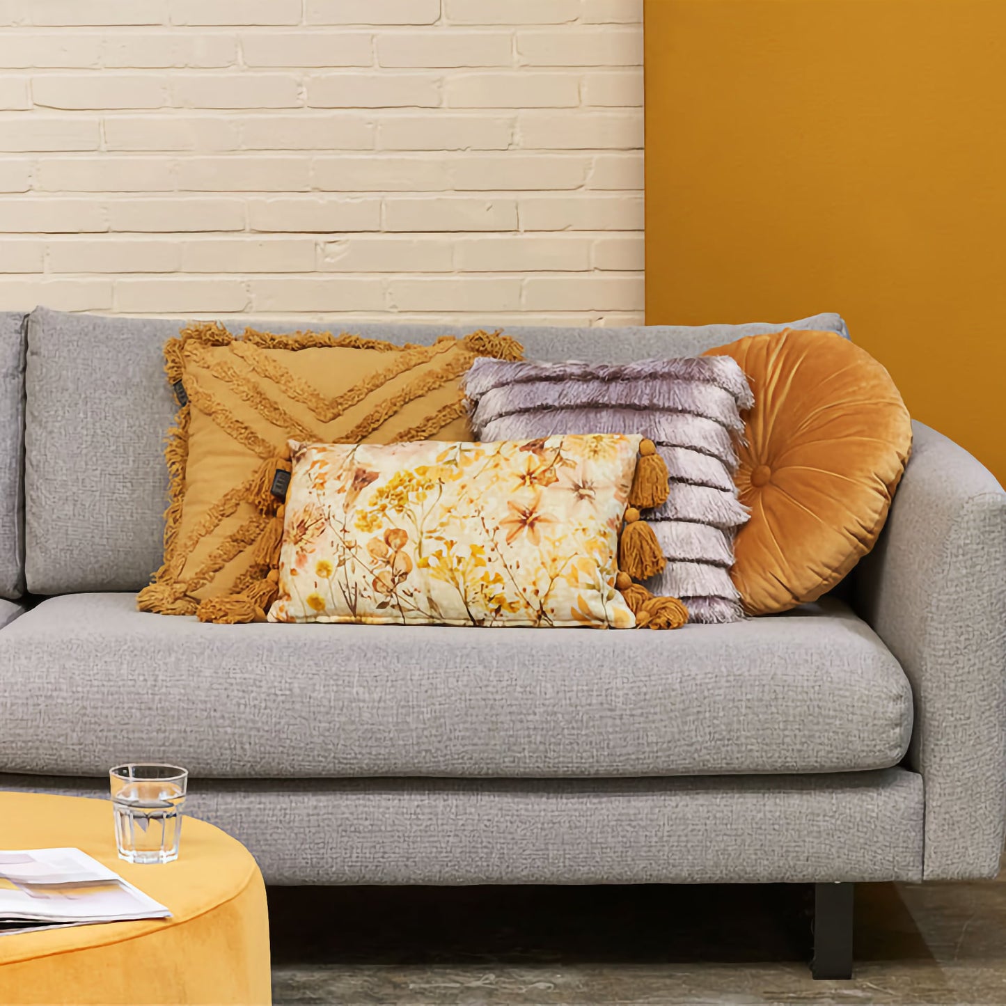Wildflower Yellow Filled Oblong Cushion